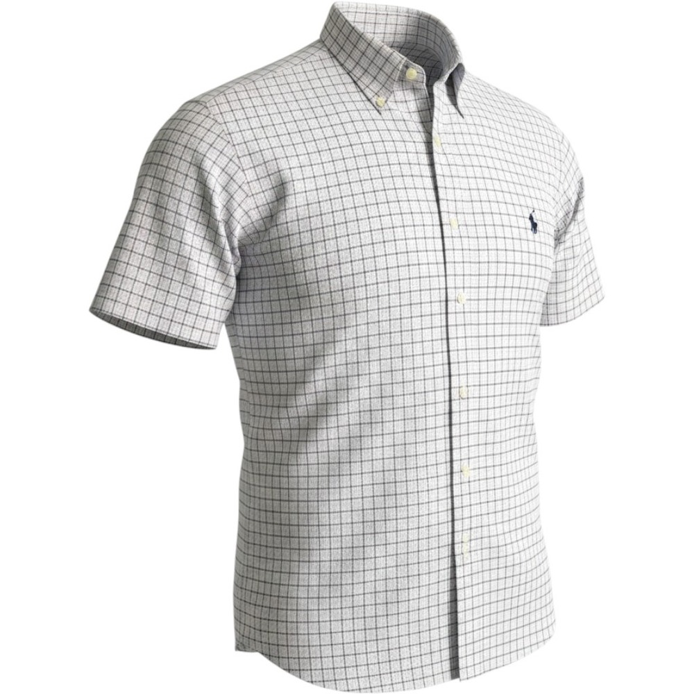 Ralph Lauren Golf Tilden Shirt Mens XL Blue White Micro Check Short Sleeve